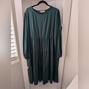 Grace Karin Dark Green Long Sleeve Midi Dress